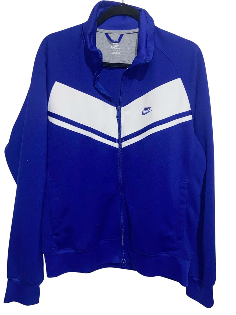 Nike Track Jacket Mens Large RN #56323 CA# 05553 Zip Striped Vtg Y2K Royal Blue